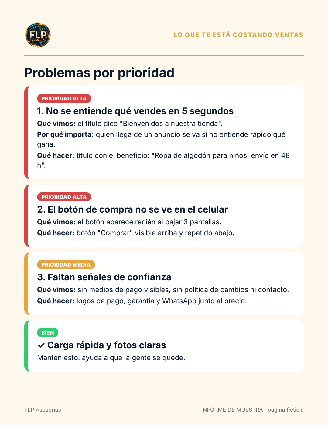 Página 2: problemas por prioridad
