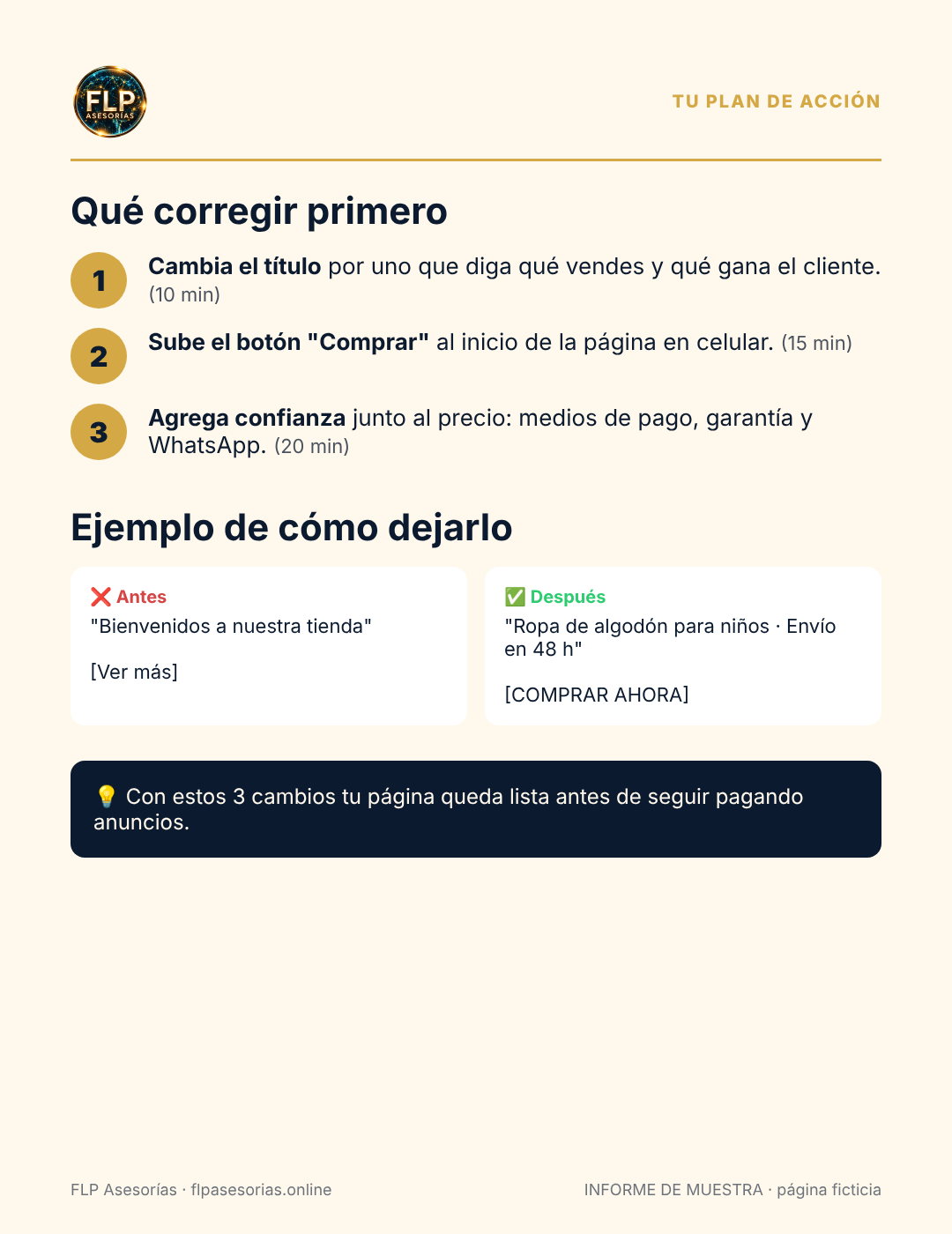 Página 3: plan de acción